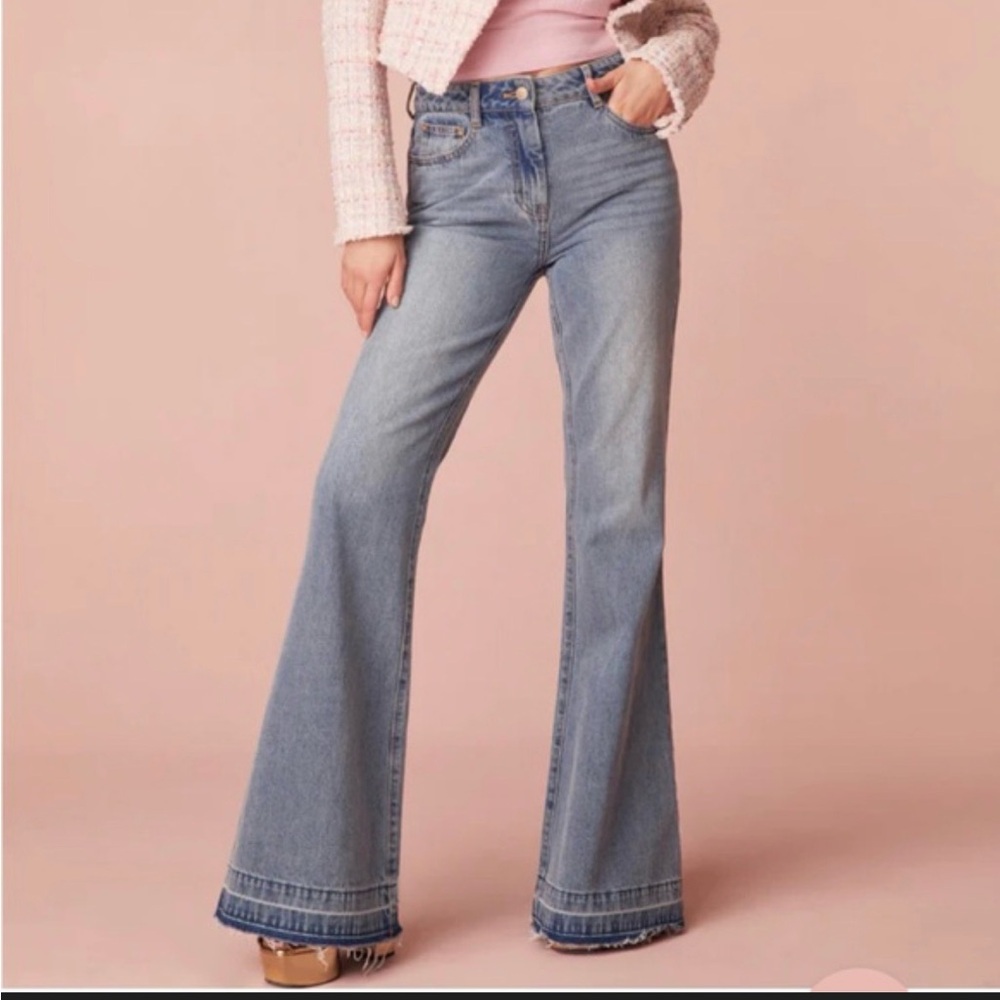 LoveShackFancy Light Blue Flare Jeans